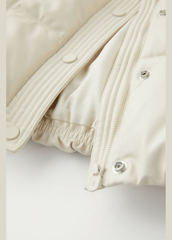 Бежева зимня стьобана куртка зі шкірзамінника для дівчинки бежева 6318701286 Zara