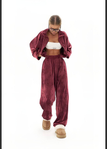Женский спортивный костюм из велюра: укороченная кофта + широкие брюки MonCher (363173093)