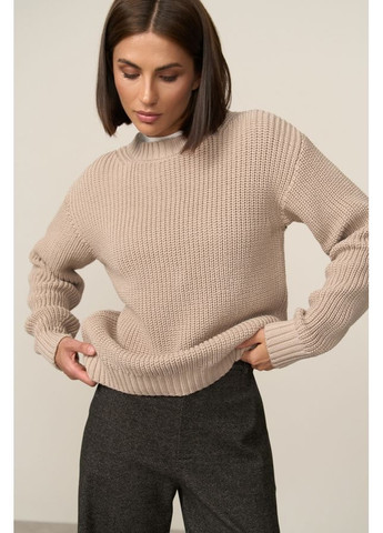 Бежевый демисезонный базовый женский джемпер из хлопка и вискозы (2867) Triko Bakh