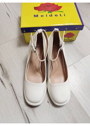 Meideli Белые женские туфли на каблуке, белые туфли каблук, свадебные туфли, туфли белые на каблуке код 11771 белый з искусственная кожа, — демисезон (365654807)