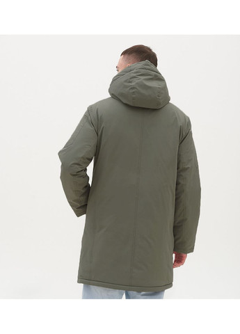 Оливкова зимня подовжена чоловіча куртка модель Black Vinyl 24-2505