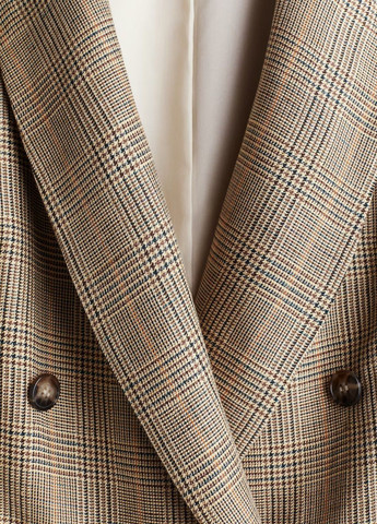 Бежевый женский жакет H&M в клеточку - демисезонный