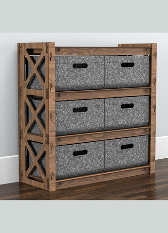 Hexagonica Комод на 6 шухляд сірі кошики Provence 6В (75В х 75Ш х 30Г) No Brand (306728842)