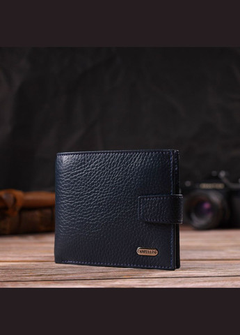 Практичний чоловічий гаманець із натуральної зернистої шкіри 21879 Синій Canpellini (298571500)