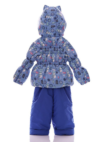 Голубой демисезонный комбинезон на флисе для девочки со снеговичками ноль кроха синий см (27996) BABYKROHA