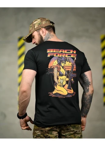 Тактична футболка SELION Force black військова футболка мілітарі No Brand (391388359)