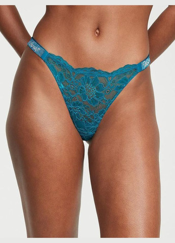 Синій демісезонний комплект (бюстгальтер з пушап + трусики бразиліани зі стразами) 80d/m синій Victoria's Secret