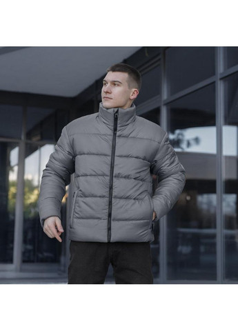 Серая зимняя мужская зимняя куртка плащевка на пухе серая Freedom