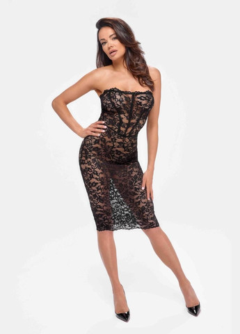 Черное платье noir handmade f301 catalyst lace up midi dress - xxl No Brand