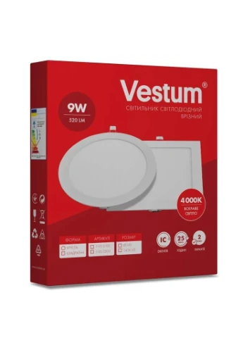 Круглый светодиодный врезной светильник 9W 4000K 220V 1-VS-5103 (1620182) Vestum (380523123)