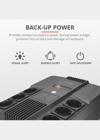 Джерело безперебійного живлення Maxxon 800VA UPS with 6 standard wall power outlets BLACK Trust (341089366)
