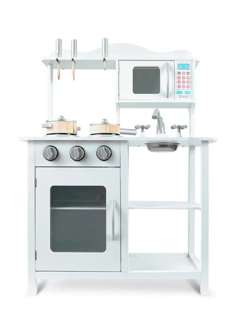 Детская игрушечная деревянная кухня игровой набор с посудой для детей девочек мальчиков 85х60х30 см (477145-Prob) Белая Unbranded (294908243)