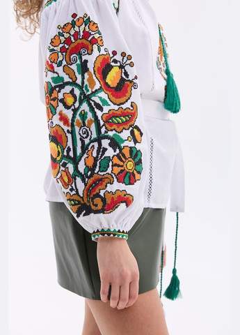 Белая женская вышиванка "надежда" с поясом MEREZHKA узор орнамент лен (315731914)