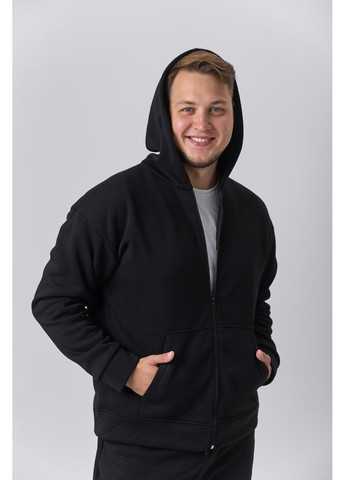 Чоловічий теплий спортивний костюм Великого розміру на блискавці з тринитки на флісі, чорний No Brand (362193114)