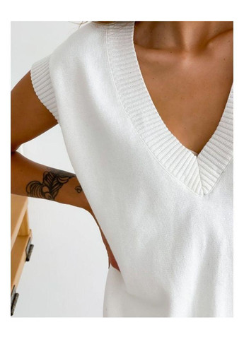 Молочный демисезонный женская вязаная жилетка — универсальная жилетка для кежуал и делового стиля (ak28260p) Art Knit