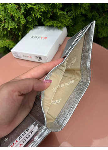 Жіночий гаманець із срібної натуральної шкіри Туреччина на кнопці, зовнішнє відділення для монет Karya (355803757)