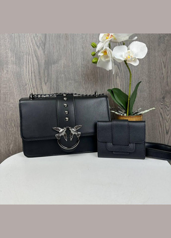 Набор женская сумочка клатч с плечевым ремнем и женский кошелек черный (sku_771+625) No Brand (330575606)