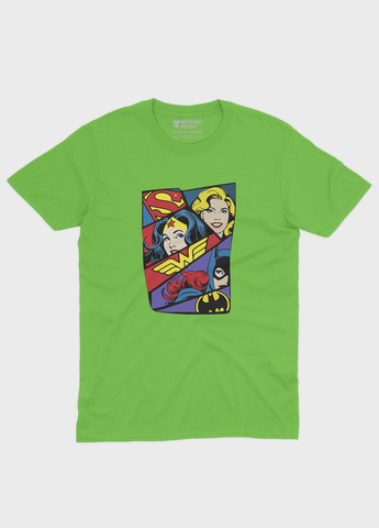 Салатовая демисезонная футболка для мальчика с принтом супергероев dc (ts001-1-kiw-006-004-001-b) Modno