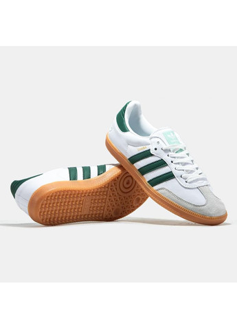 КРОСІВКИ ЖІНОЧІ ADIDAS SAMBA VEGAN WHITE GREEN АДІДАС САМБА No Brand сірі демісезони (368867998)