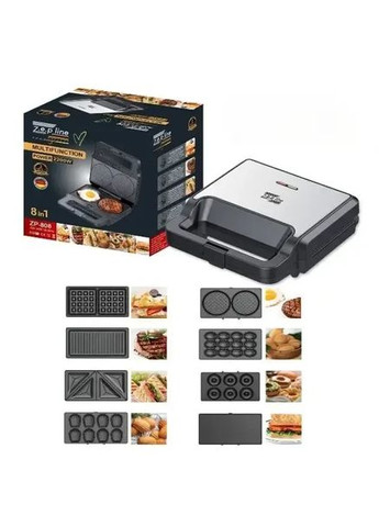 Вафельница мультимейкер гриль 8в1 Zepline 2200W / Мощный электрогриль со сменными пластинами ZP-808 HandyHeat (363832201)