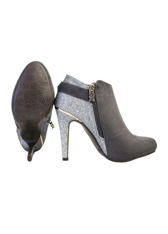 Сірі ботильйони замшеві блискучі на підборах жіночі 37 сріблястий XTI