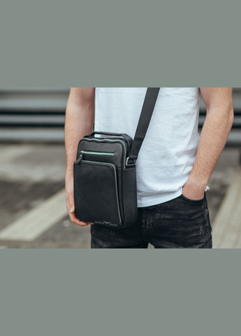 Мужская сумка-барсетка через плечо кожаная черная с ручкой M32432 Tiding Bag (338373010)