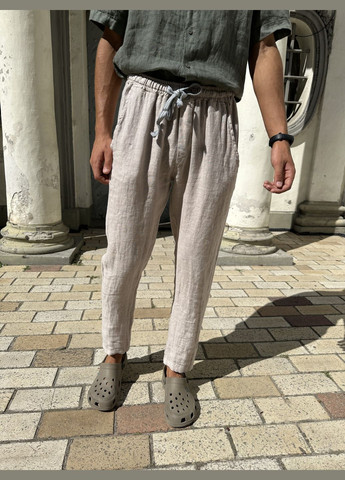 Бежевые праздничный, классические, повседневный, пляжный летние классические брюки Puro Lino