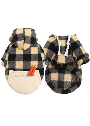 Худи для котов и кошек с карманом Pet Style "Сосиска" Чернобежевая клетка XL No Brand - (323232315)