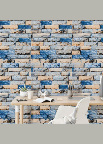 Самоклеючі шпалери 2800х500х1,5мм Синьо-жовта катиринославська цегла (D) SW-00001785 Sticker Wall (370674880)