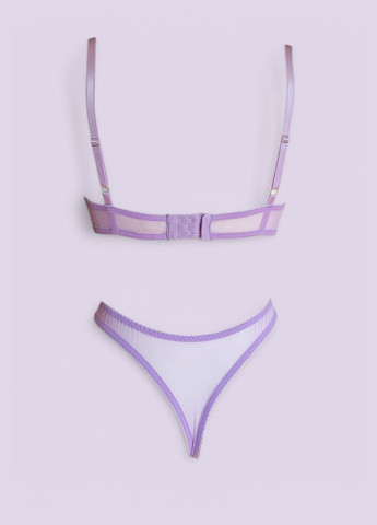Лавандовий демісезонний комплект жіночої білизни Handmade Класична з v-образними стрінгами