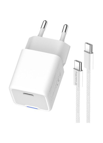 Зарядное устройство GaN Mini 25W USB-C + кабель Type-C White (CW-CHS052PDC-W) Colorway (325684314)