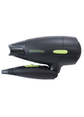 Дорожній складаний фен для сушіння та укладання волосся компактний 1500 Вт GM-128 Pro Чорний Gemei (306716665)