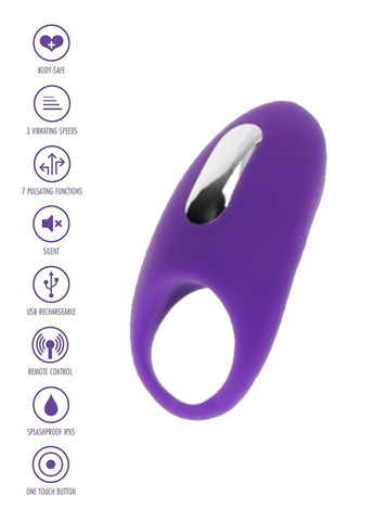 Вибро-эрекционное кольцо с дистанционным пультом фиолетовое, 8.9 х 4.2 см Toy Joy (289783719)