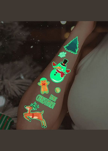Набір тимчасових тату "Різдво №2" kids-tatto-set10-2-christmass, що світяться, 12 х 7 см Fresh Tattoo (316609741)