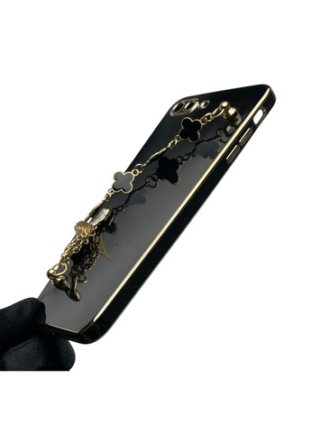 Чехол для телефона iPhone 7 Plus женский с ремешком и украшениями и золотой окантовкой на айфон 7 плюс черный gs1 Apple (366235683)