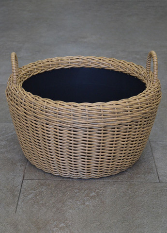 Кошик для дров плетений (дровниця) з штучного ротанга ручної роботи. Колір Дерево. 45 літрів Handmade (327878900)