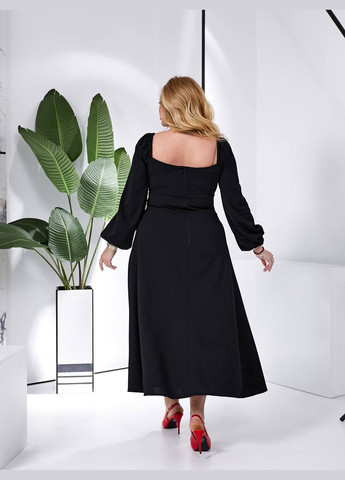 Черное женское платье миди из креп-дайвинга цвет черный р.48/50 453741 New Trend
