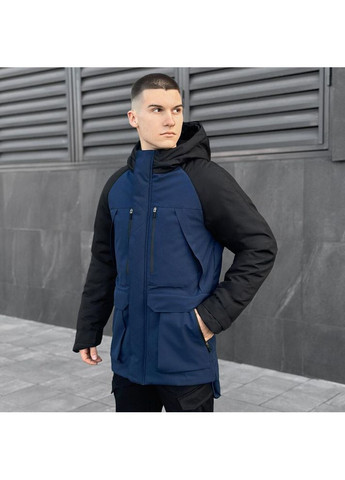 Синя зимня чоловіча зимова куртка парку синя утеплена з хутром Freedom