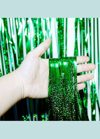 Шторка для фотозоны дождик с голограммой 3 м на 1 м зеленый Jannet Дощик (316580299)