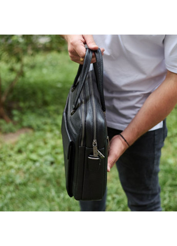 Сумка чоловіча офісна через плече 39х29х10, практичний шкіряний портфель для бізнесу, сумочка для навання, чорний No Brand (359380831)