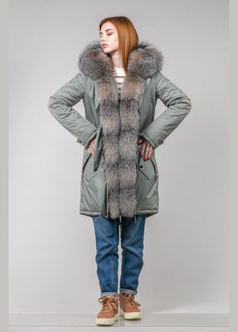 Парка женская серая с мехом блюфроста Chicly Furs (289060598)