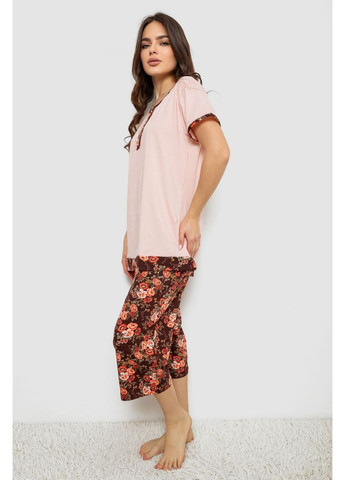 Персикова жіноча піжама з принтом, 243r1602-005 Isik