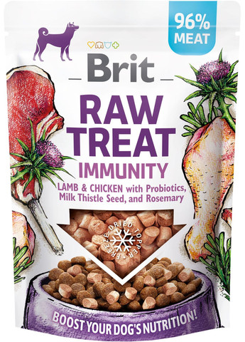 Лакомство для собак Raw Treat freezedried Immunity для иммунитета, ягненок и курица 40 г (8595602564453) Brit Care (279564332)