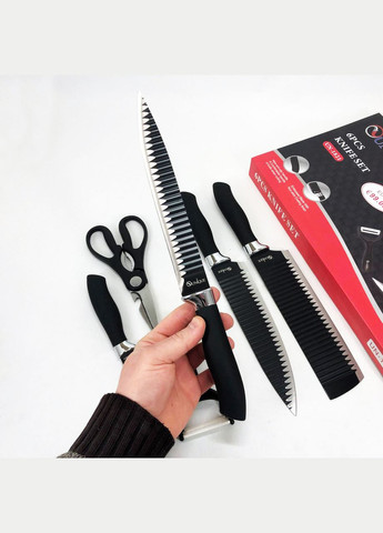 Набор ножей UN-1821 6 шт кухонные ножи ножницы и овощечистка Unique (364664752)