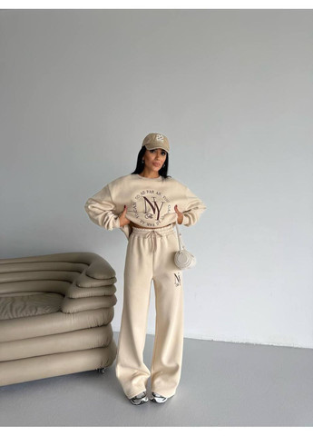 Костюм двійка тринитка на флісі худі та штани палаццо,з накатом на грудях Україна (362749580)