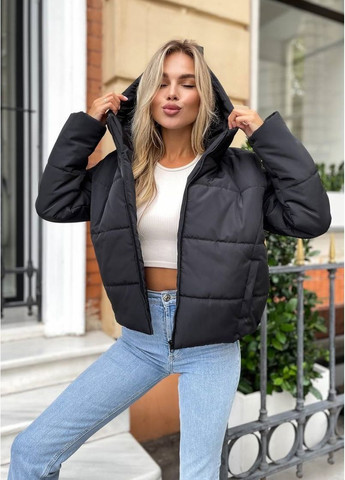 Чорна демісезонна куртка плащівка синтепон 200 топ якість No Brand