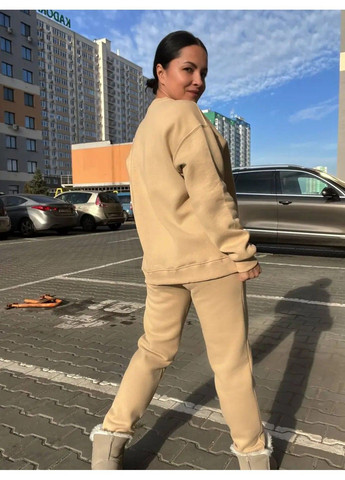 Бежевий світшот жіночий 24-14 базовий простий подовжений оверсайз PEPPER MINT однотонний (304062646)