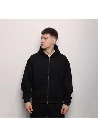 Стильная мужская оверсайз кофта с начесом осень/зима черная No Brand (376406807)