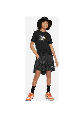 Черная демисезонная футболка подростковая черная fd3974-010 Nike SPORTSWEAR TEE SOCCER BALL FA23