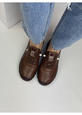 Коричневые 369 мокасины коричневые кожаные с перфорацией VIKA